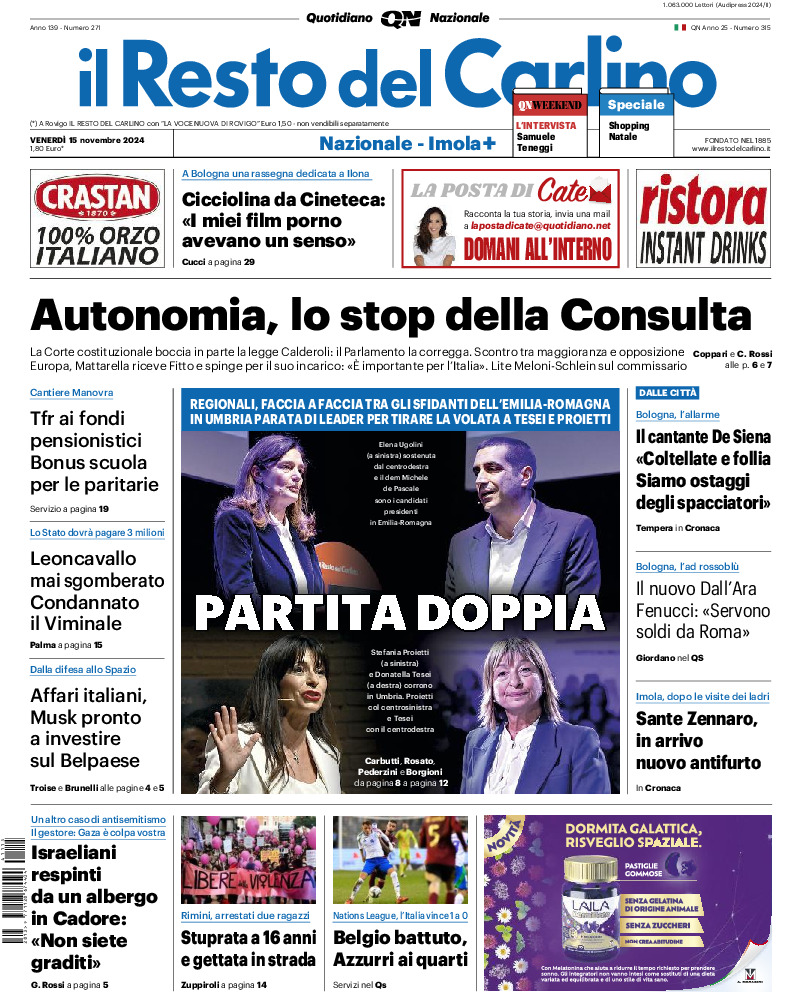 Prima-pagina-il resto del carlino-edizione-di-oggi-20241115